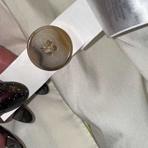 🆕 BANANA REPUBLIC women’s neon lime stripped LONG & LEAN-FIT STRIPE BLAZER sz 8 - Picture 10 of 11